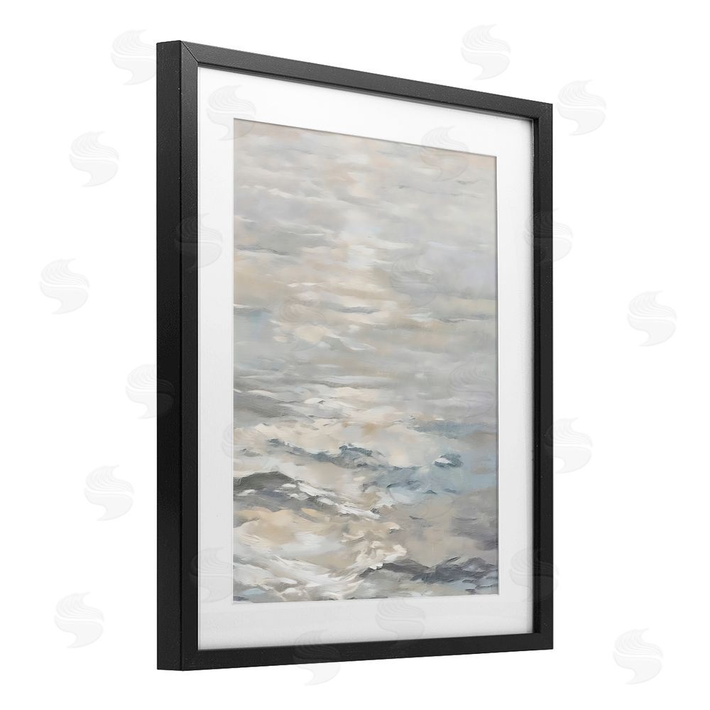 Riley B Shallow Reflections Morning Light Black Framed Print Under Glass with White Mat Wall Art