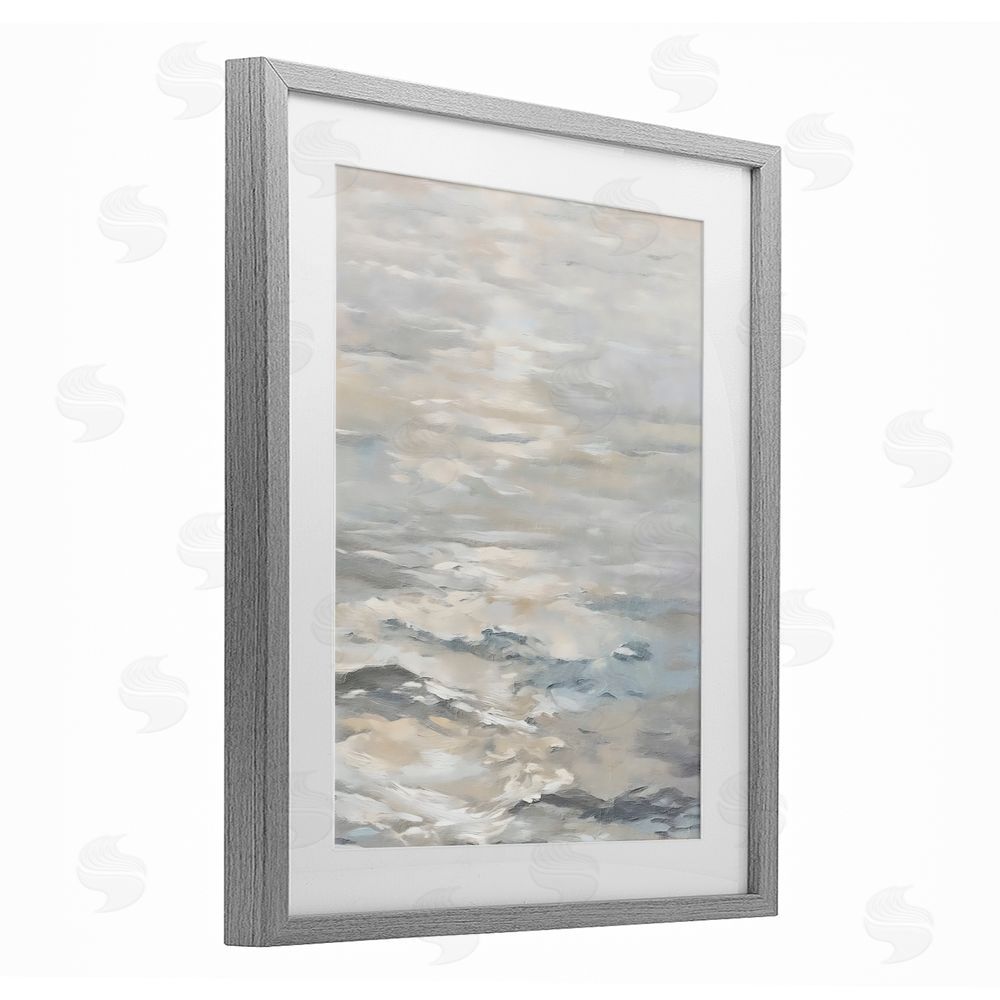 Riley B Shallow Reflections Morning Light Gray Framed Print Under Glass with White Mat Wall Art