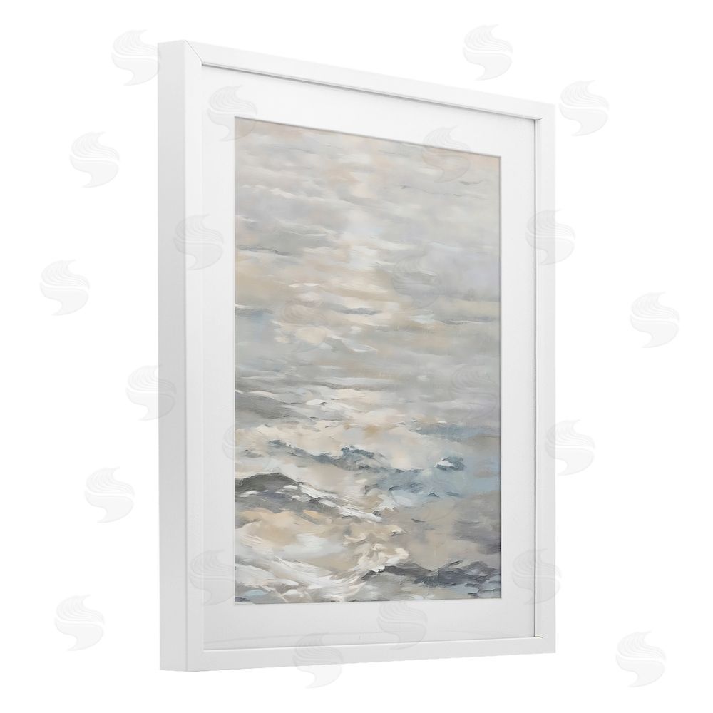 Riley B Shallow Reflections Morning Light White Framed Print Under Glass with White Mat Wall Art