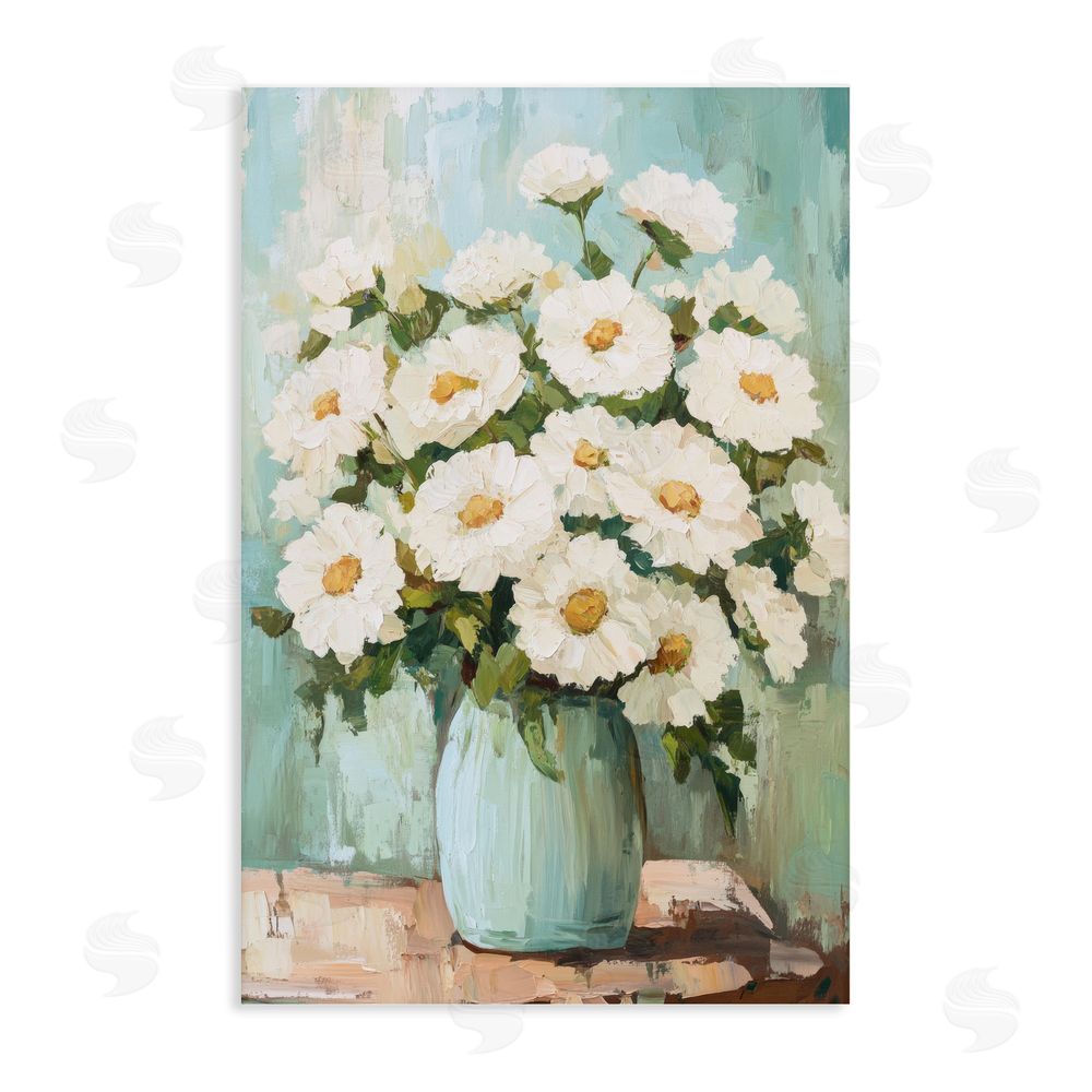 Petal Prints Design Cozy Arrangement of White Blooms Stretched Canvas Wall Art