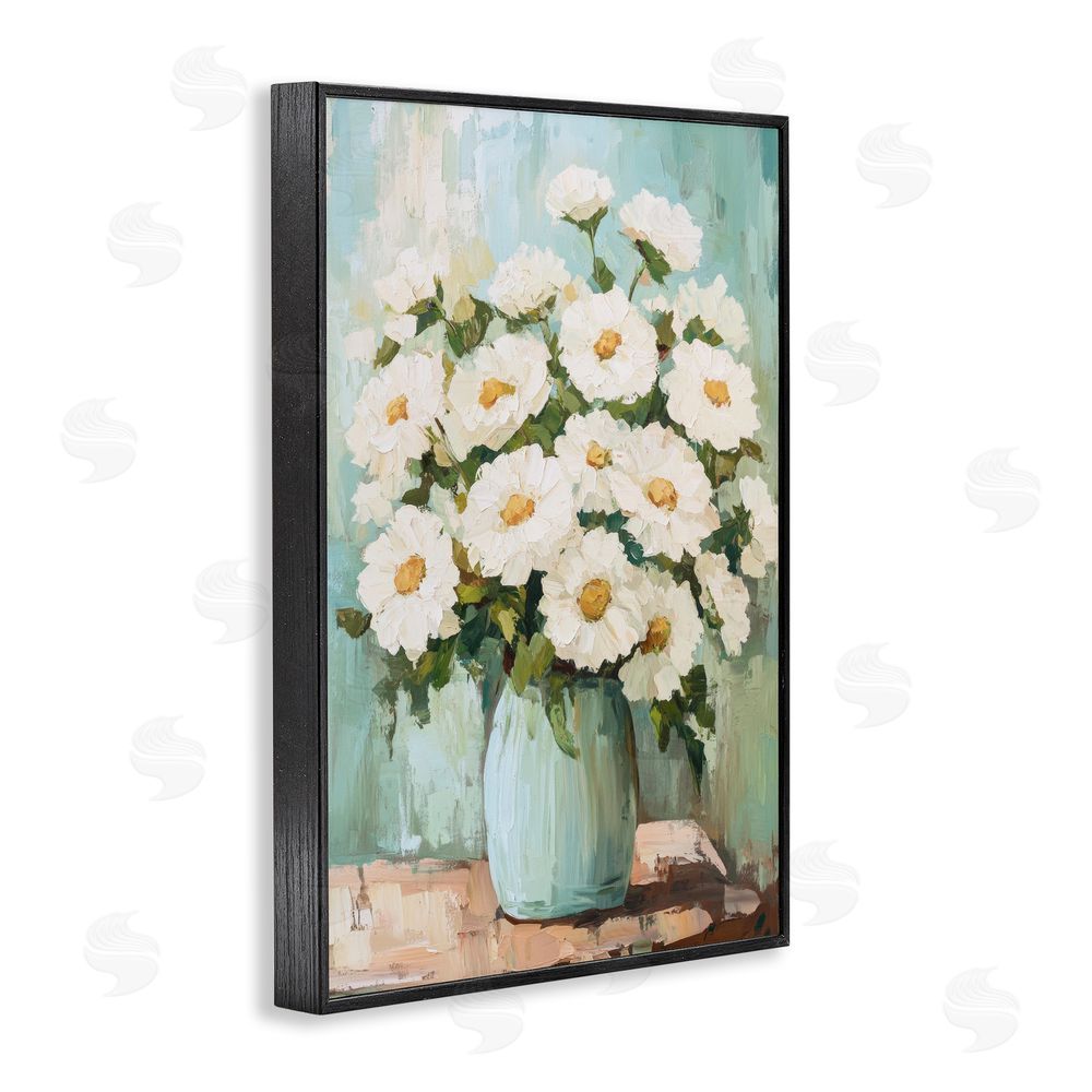 Petal Prints Design Cozy Arrangement of White Blooms Black Framed Giclee Wall Art Print
