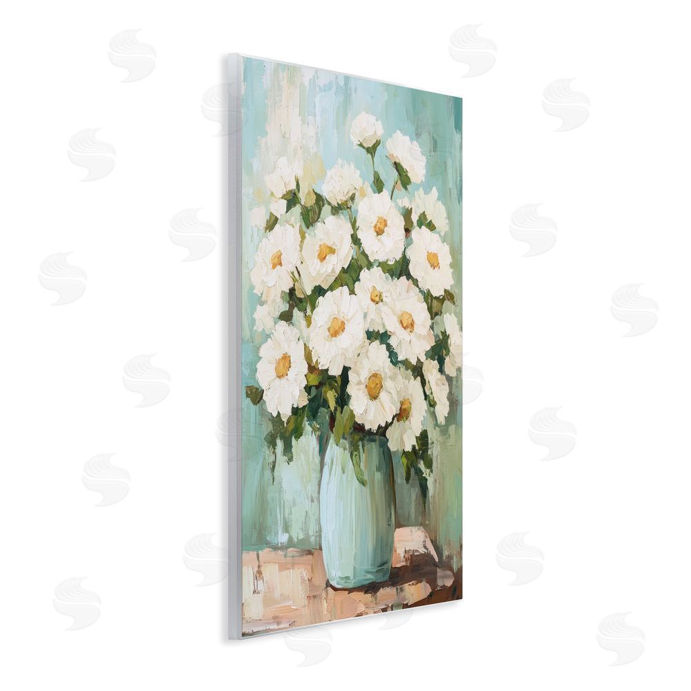 Petal Prints Design Cozy Arrangement of White Blooms Wall Plaque with Fixed Lithograph Print