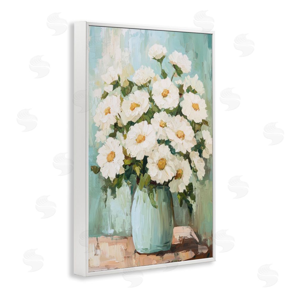 Petal Prints Design Cozy Arrangement of White Blooms White Framed Giclee Wall Art Print