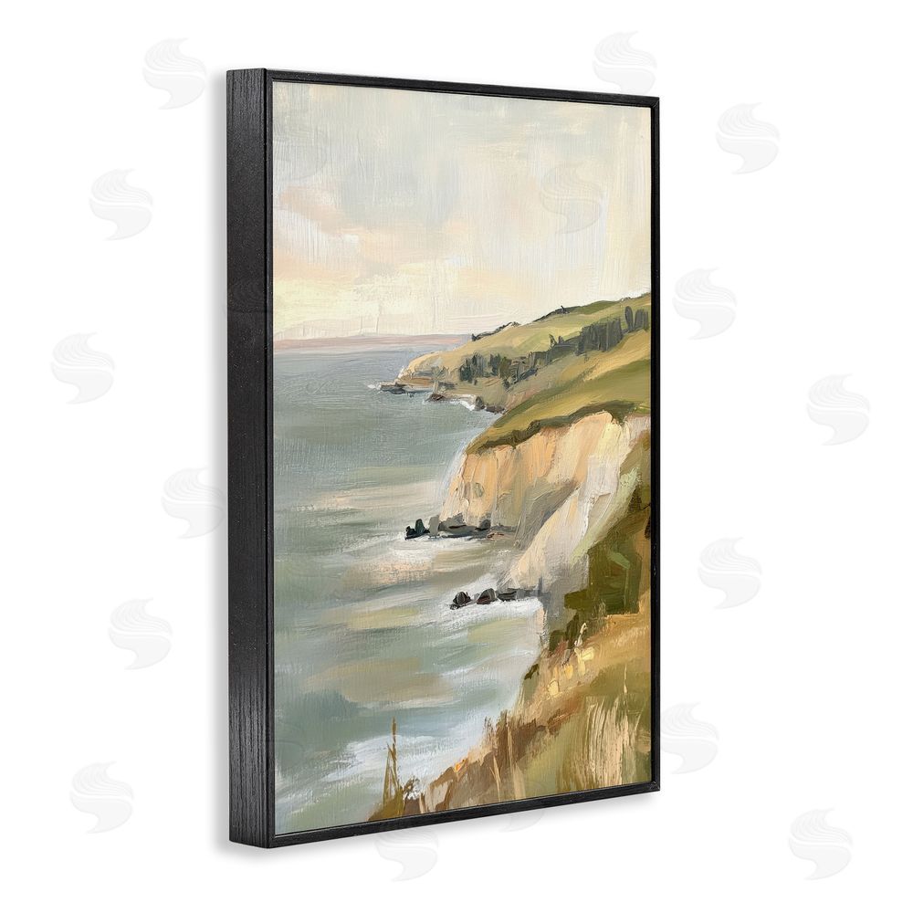 Petal Prints Design Cliffs Off The Sea Black Framed Giclee Wall Art Print