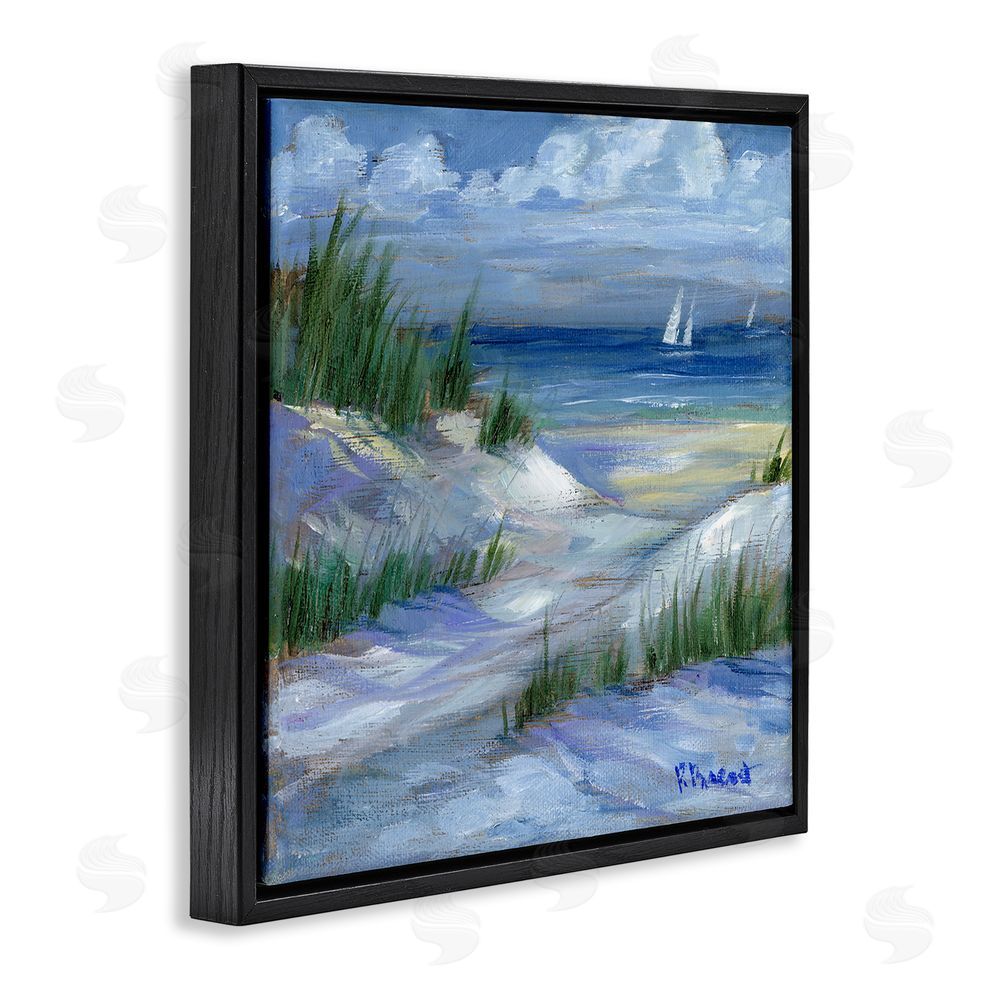 Paul Brent Crooked Island Dunes & Sailboats Black Floating Frame Canvas Wall Art Print