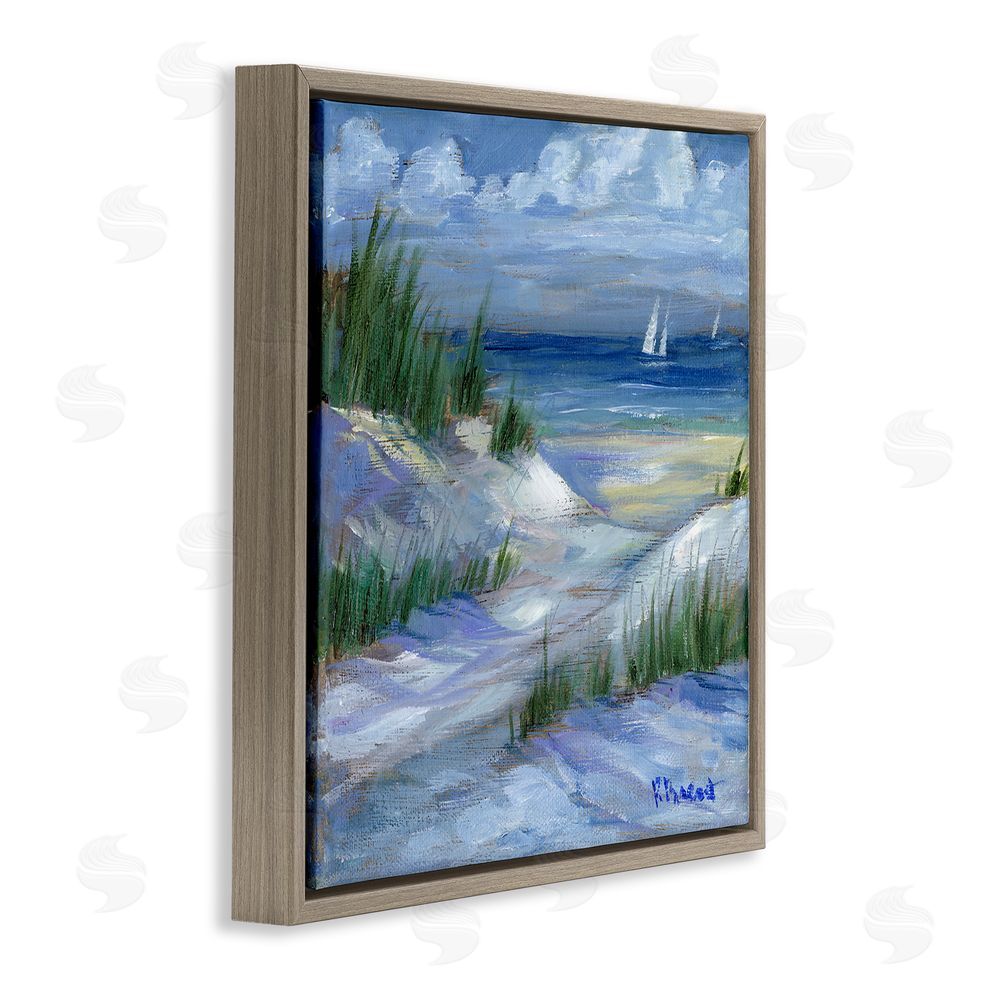 Paul Brent Crooked Island Dunes & Sailboats Brown Floating Frame Canvas Wall Art Print