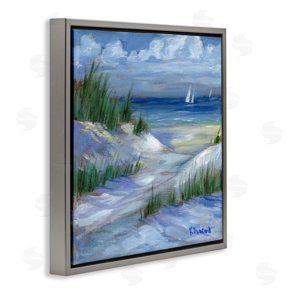 Paul Brent Crooked Island Dunes & Sailboats Gray Floating Frame Canvas Wall Art Print