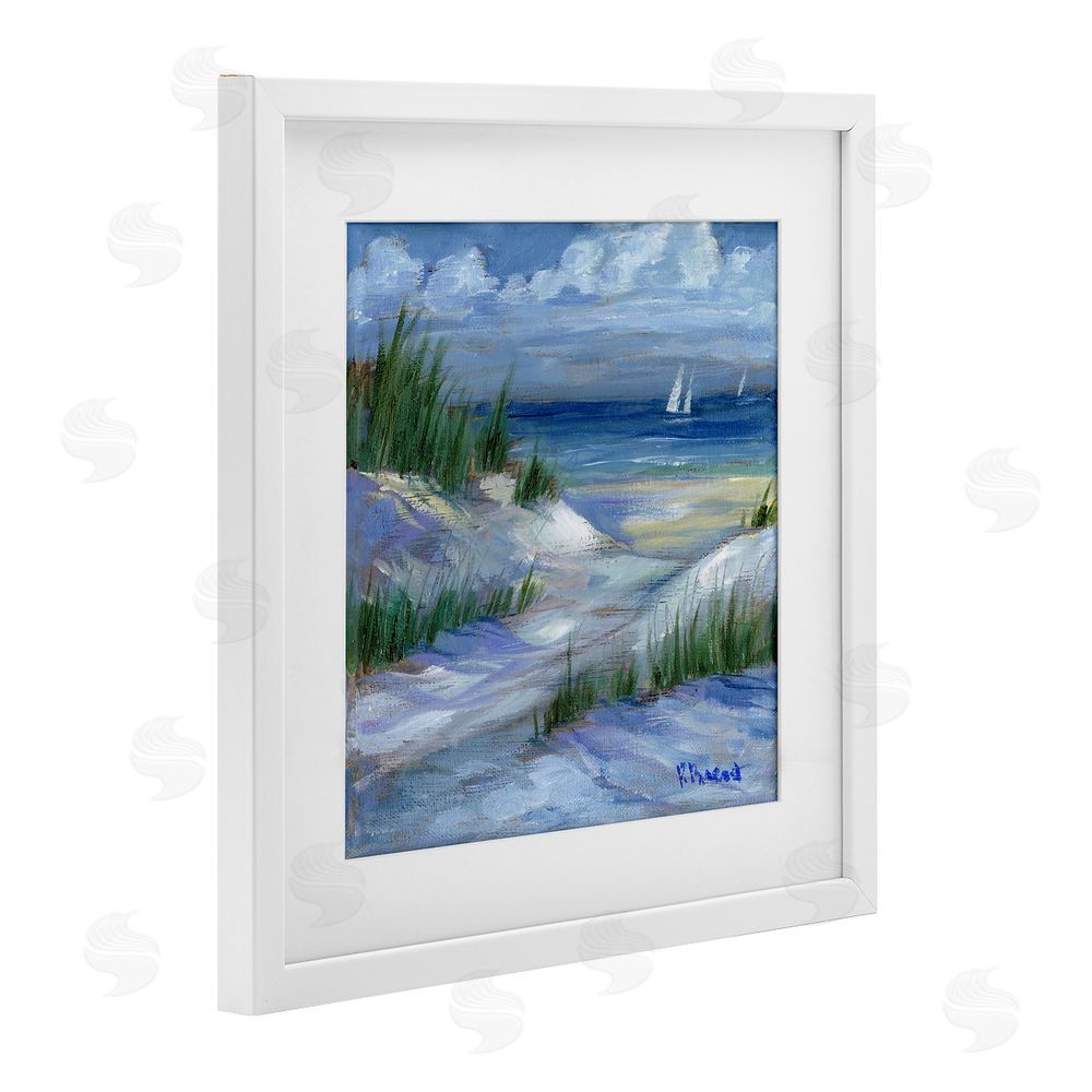 Paul Brent Crooked Island Dunes & Sailboats White Framed Print Under Glass Wall Art