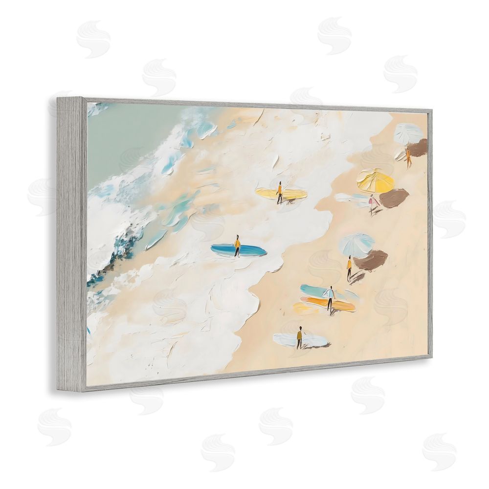 LSR Design Studio Beach Surf Summer Scene Gray Framed Giclee Wall Art Print