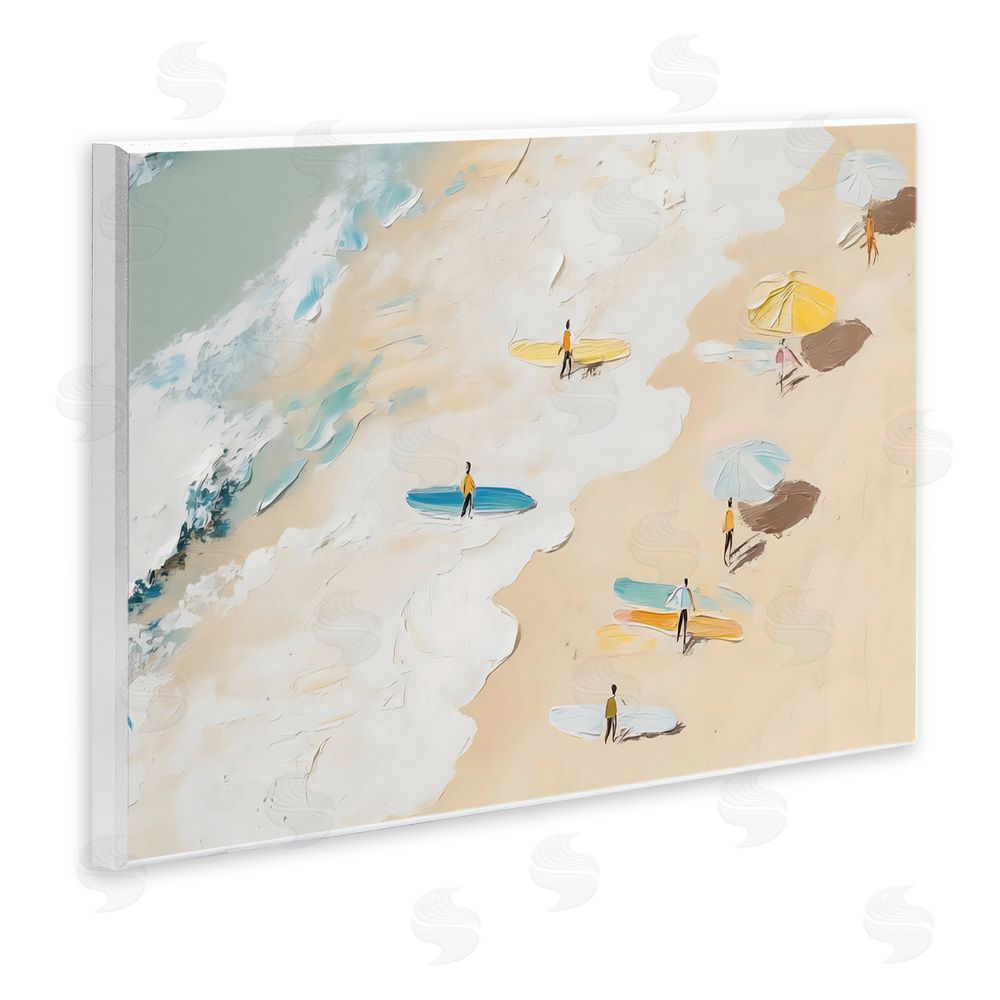 LSR Design Studio Beach Surf Summer Scene Wall Plaque Art Print with White Foil Wrap
