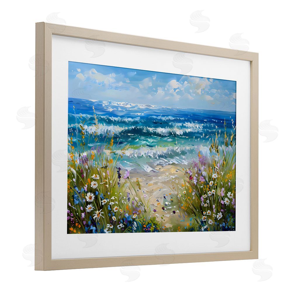 Creative Studio Floral Beach Meadow by Ocean Brown Framed Print Under Glass Wall Art