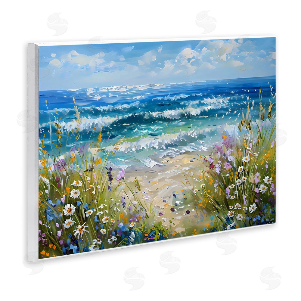 Creative Studio Floral Beach Meadow by Ocean Wall Plaque Home Decor Art Print