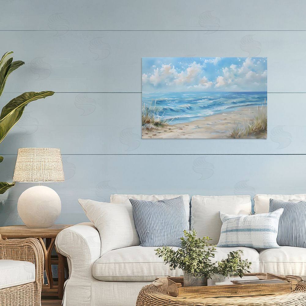 Creative Studio Coastal Tranquility Horizon Stretched Canvas Wall Art in Room