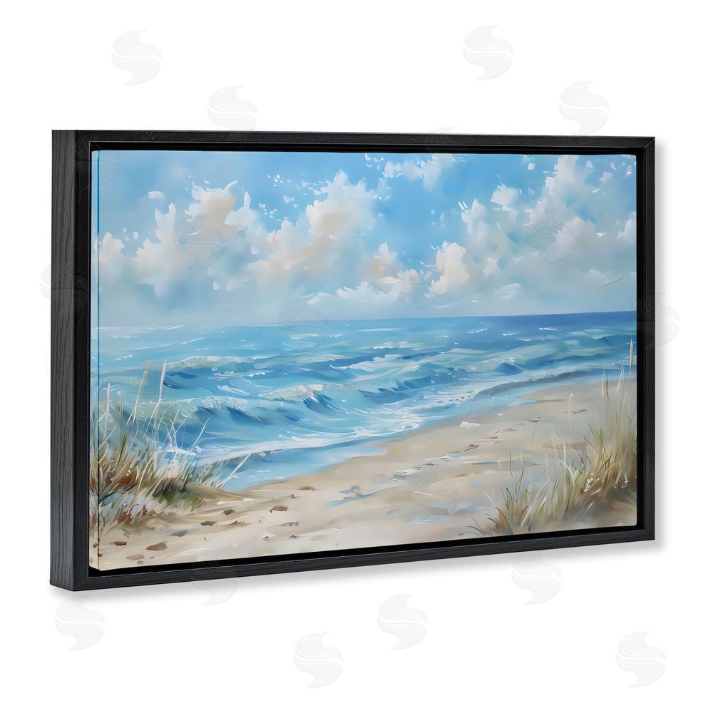 Creative Studio Coastal Tranquility Horizon Black Floating Frame Canvas Wall Art Print