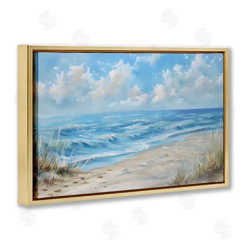Creative Studio Coastal Tranquility Horizon Gold Floating Frame Canvas Wall Art Print