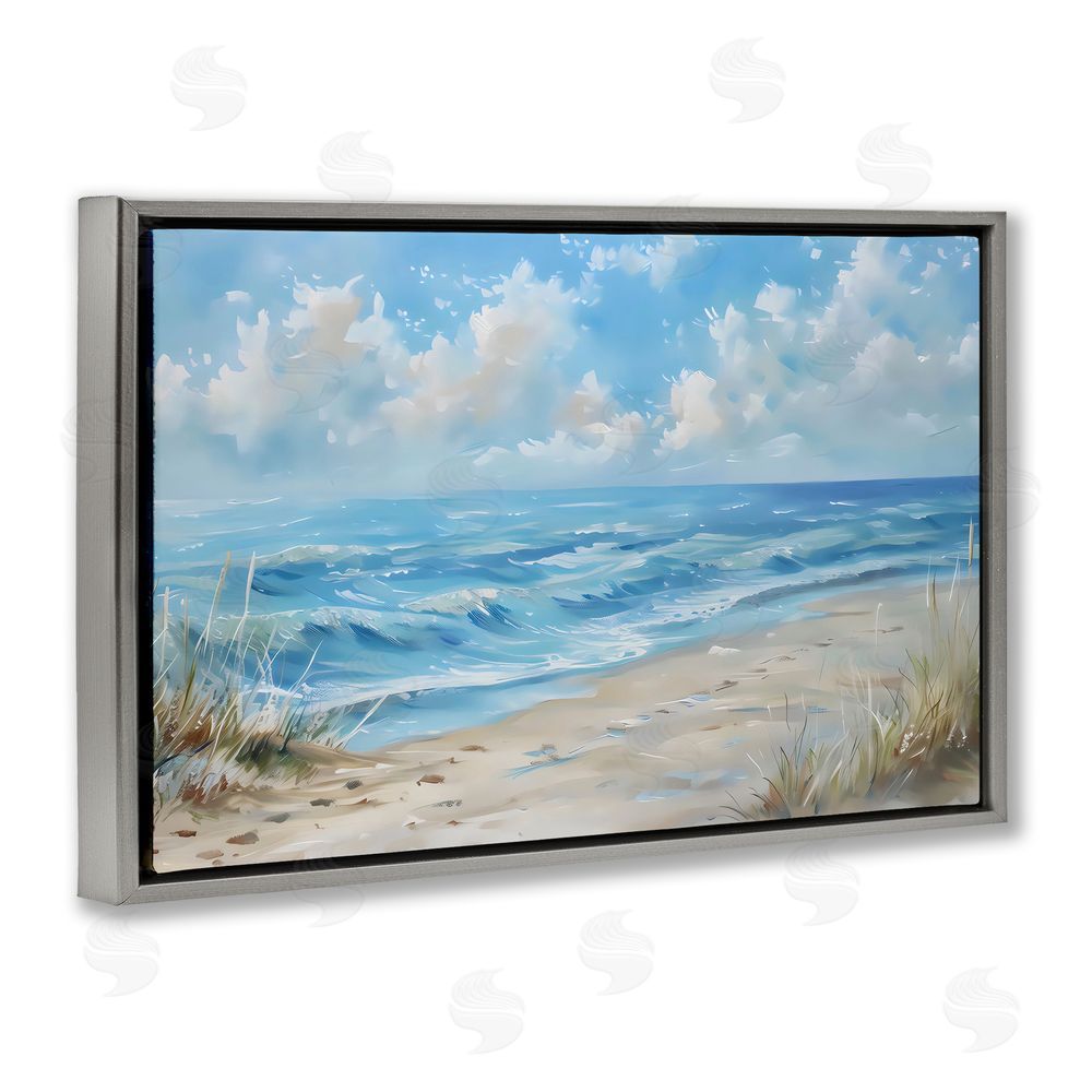 Creative Studio Coastal Tranquility Horizon Gray Floating Frame Canvas Wall Art Print