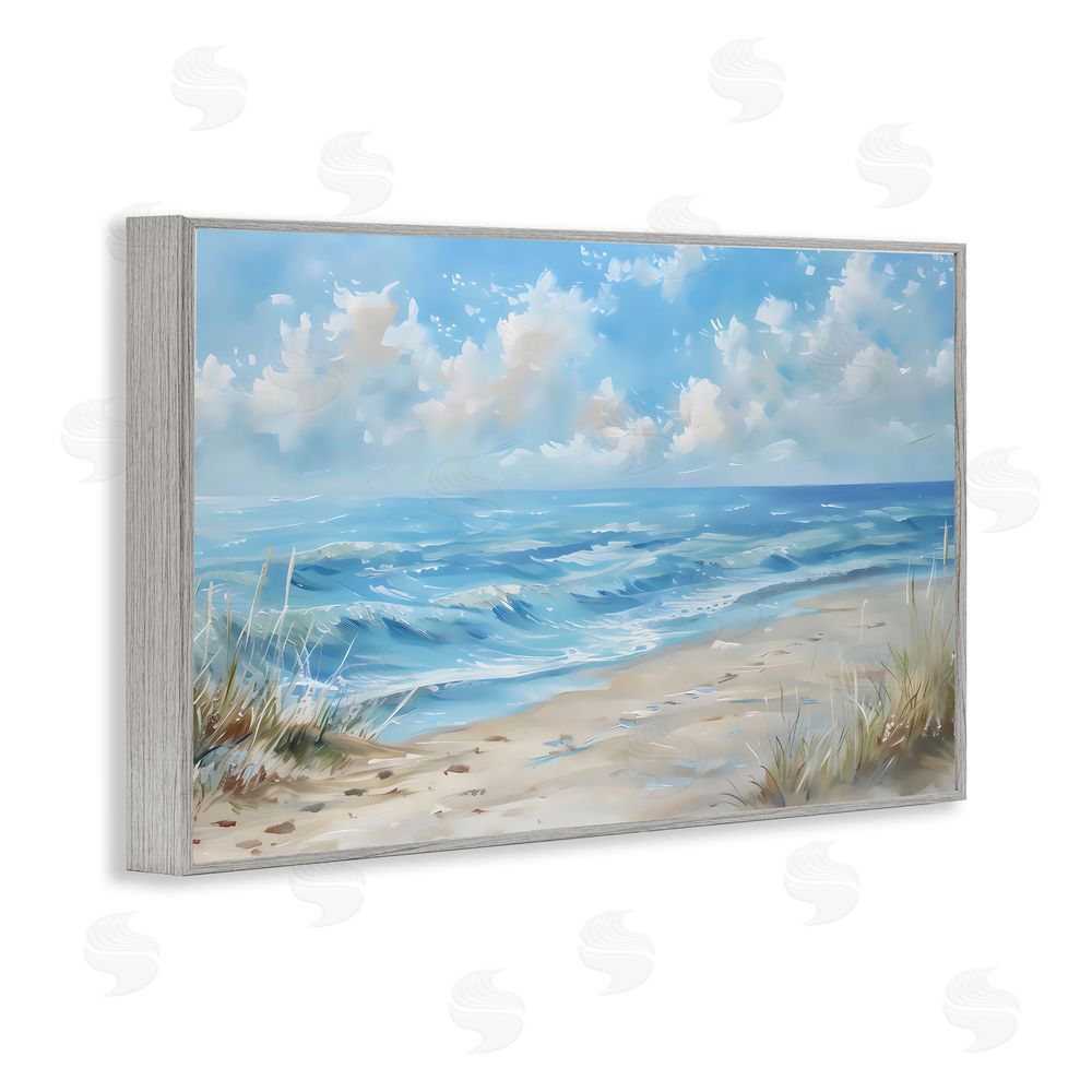 Creative Studio Coastal Tranquility Horizon Gray Framed Giclee Wall Art Print