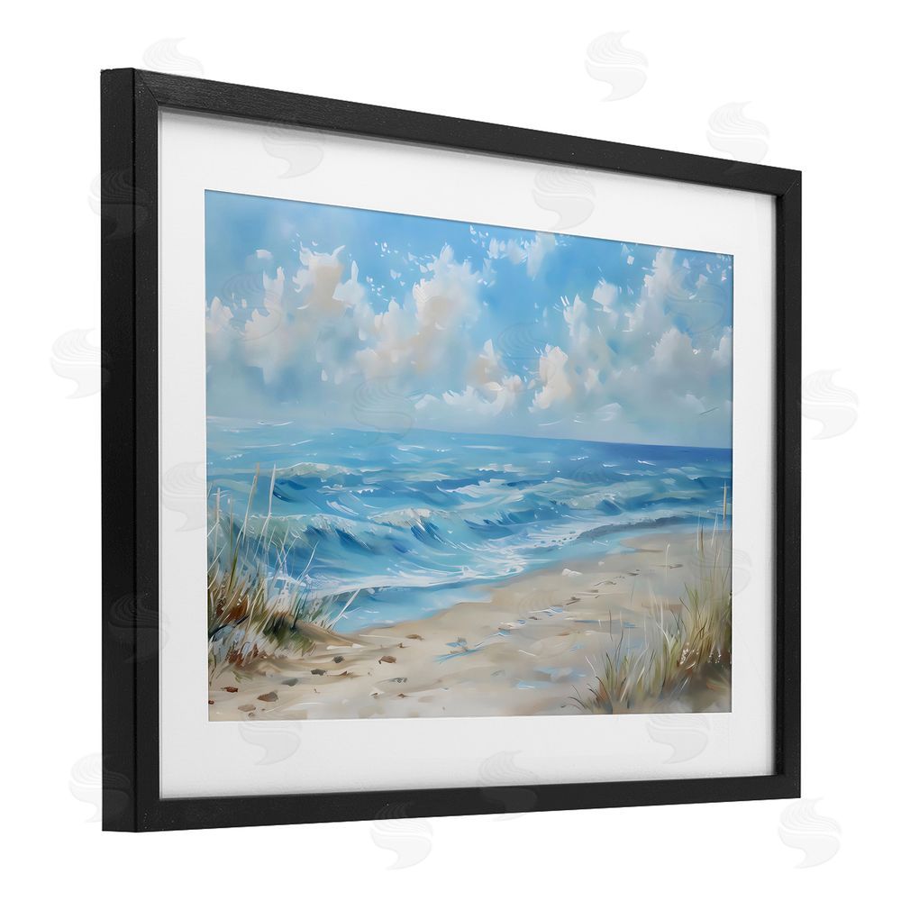 Creative Studio Coastal Tranquility Horizon Black Framed Print Under Glass Wall Art