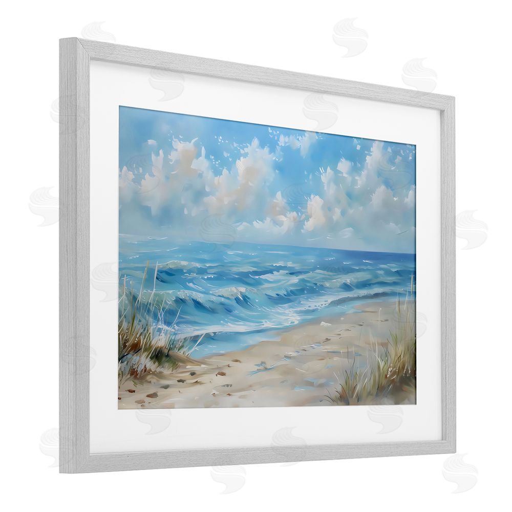 Creative Studio Coastal Tranquility Horizon Gray Framed Print Under Glass Wall Art