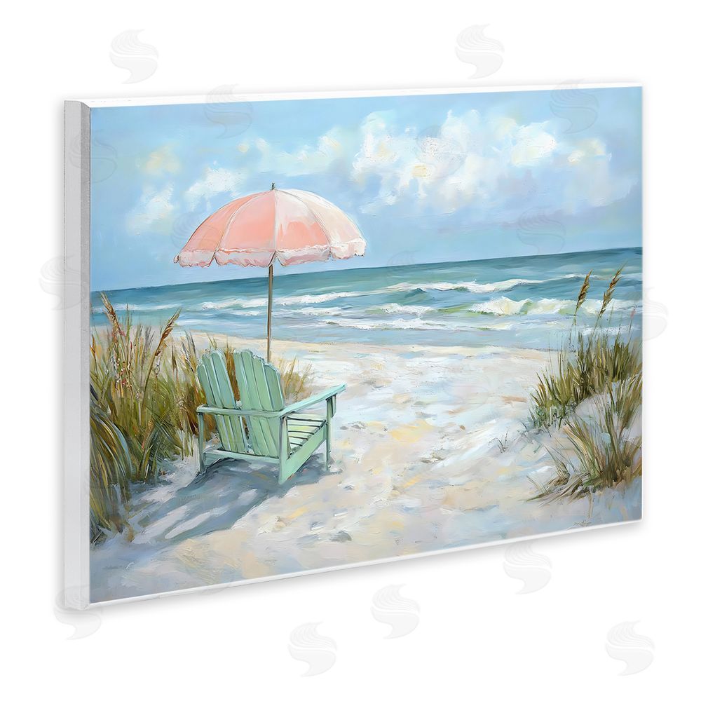Creative Studio Seaside Chair & Pink Umbrella Wall Plaque Printed Art