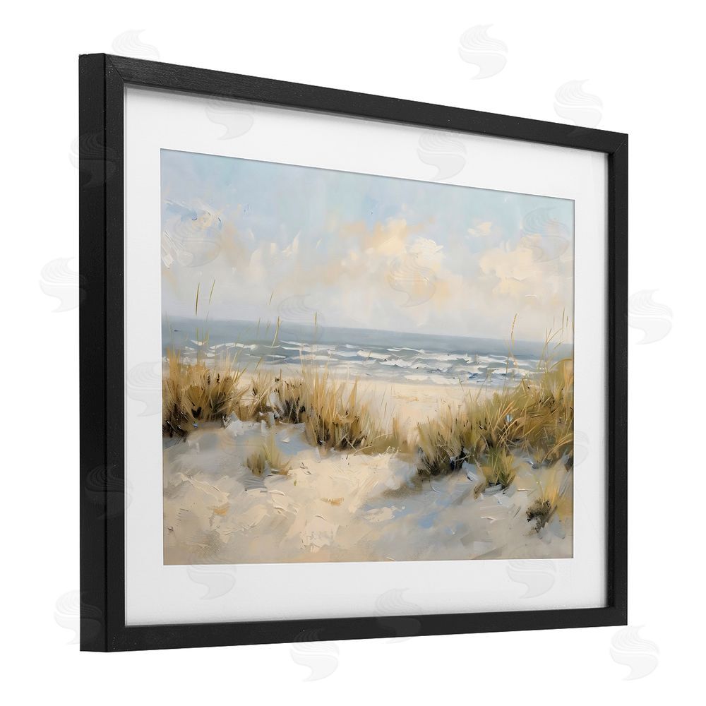 Creative Studio Coastal Birds Over Dunes Black Framed Print Under Glass Wall Art