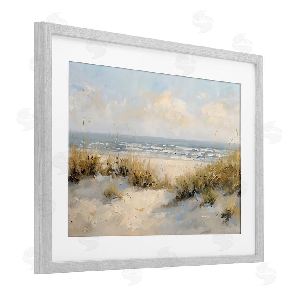 Creative Studio Coastal Birds Over Dunes Gray Framed Print Under Glass Wall Art