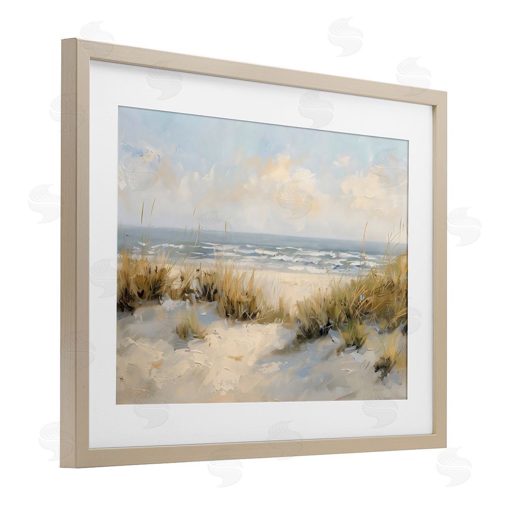 Creative Studio Coastal Birds Over Dunes Brown Framed Print Under Glass Wall Art