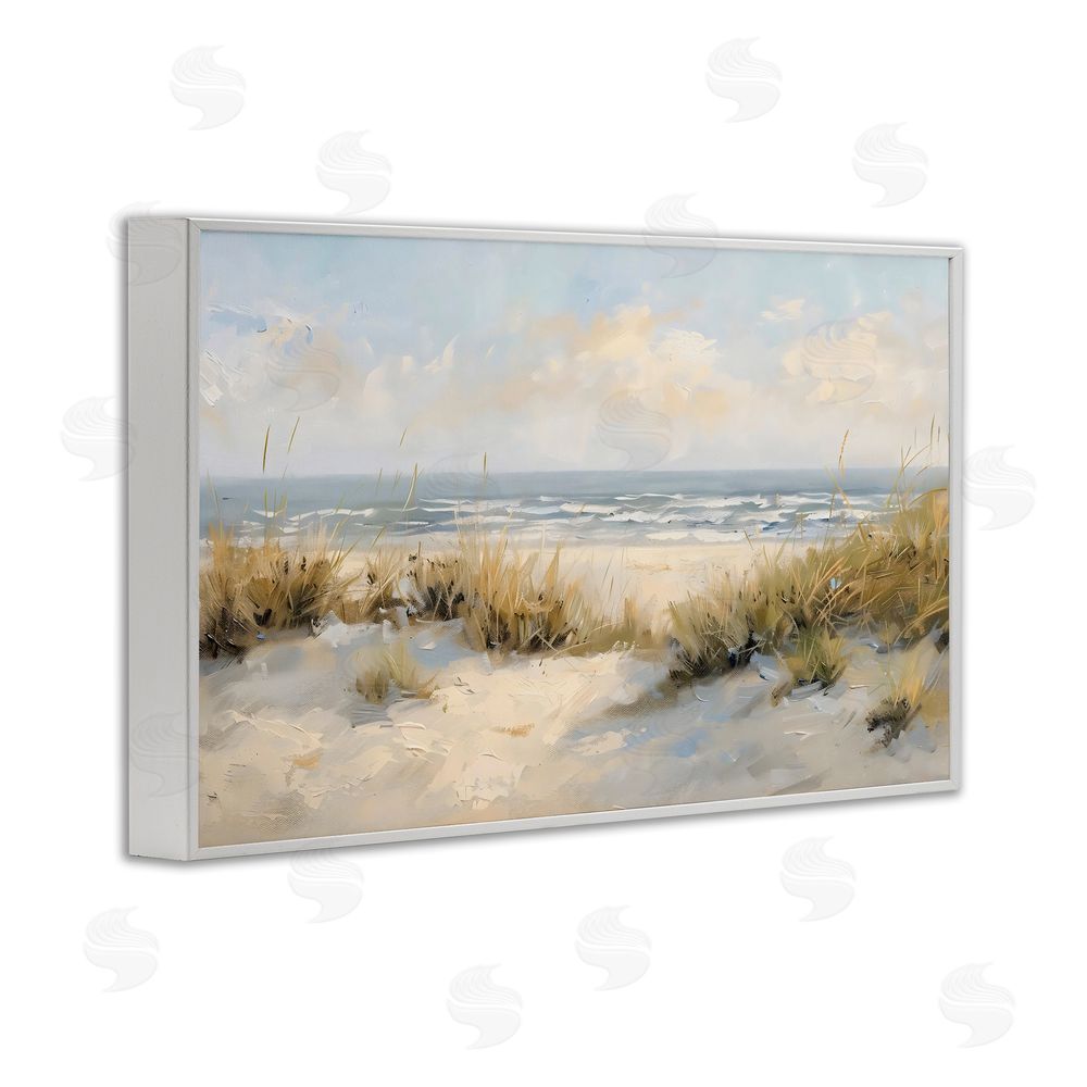 Creative Studio Coastal Birds Over Dunes White Framed Giclee Wall Art Print