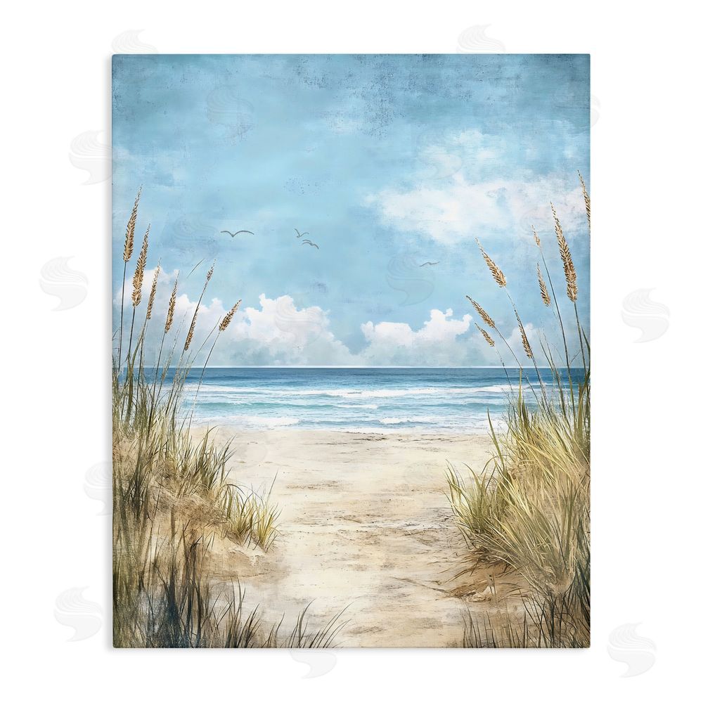 Creative Studio Free Seagulls over Beach Dunes Stretched Canvas Wall Art