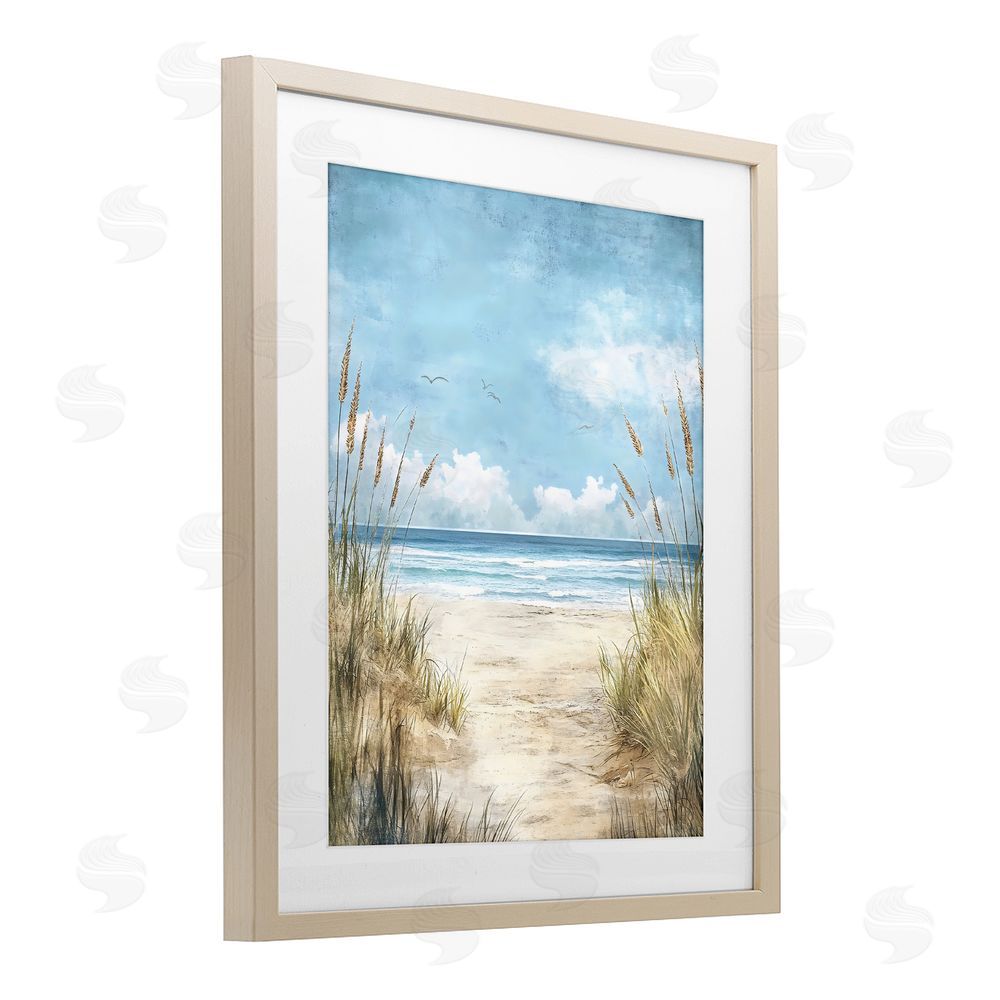 Creative Studio Free Seagulls over Beach Dunes Brown Framed Print Under Glass Wall Art