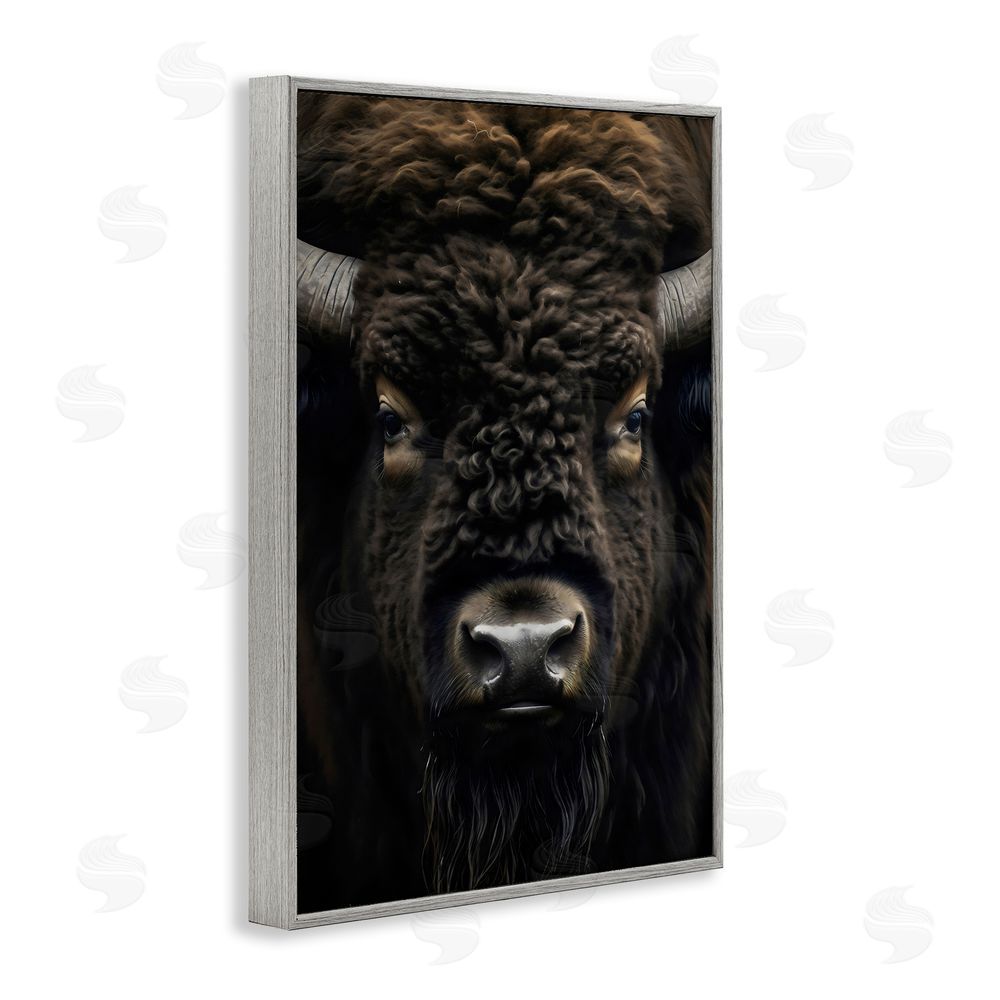 Creative Studio Bison Portrait Close Up Gray Framed Giclee Wall Art Print