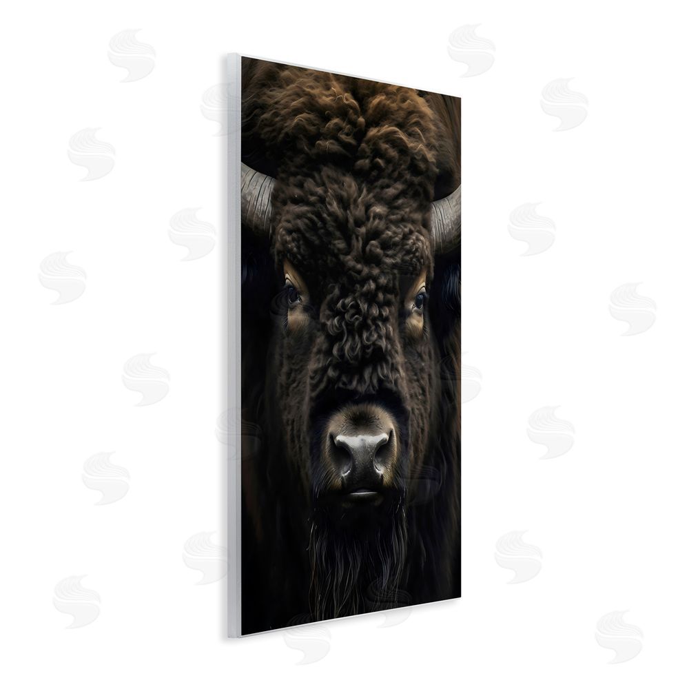 Creative Studio Bison Portrait Close Up Wall Plaque Art Print with White Foil Wrap