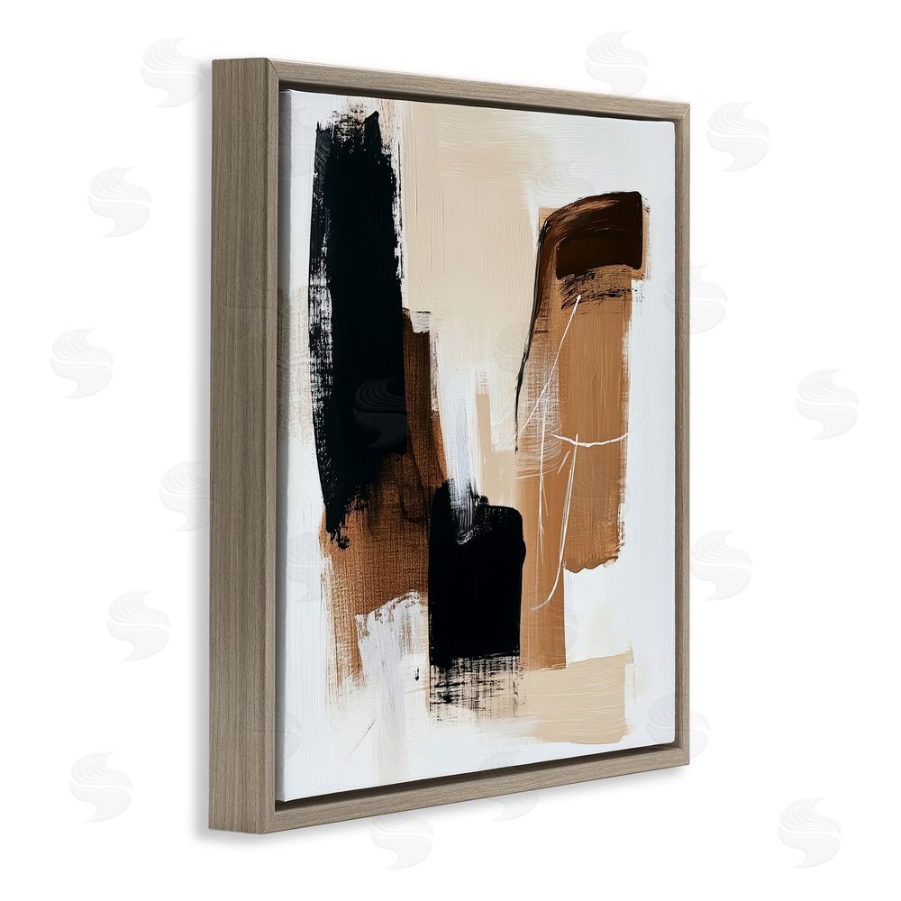 Petal Prints Design Earthy Hues Neutral Balance Brown Floating Frame Canvas Wall Art Print