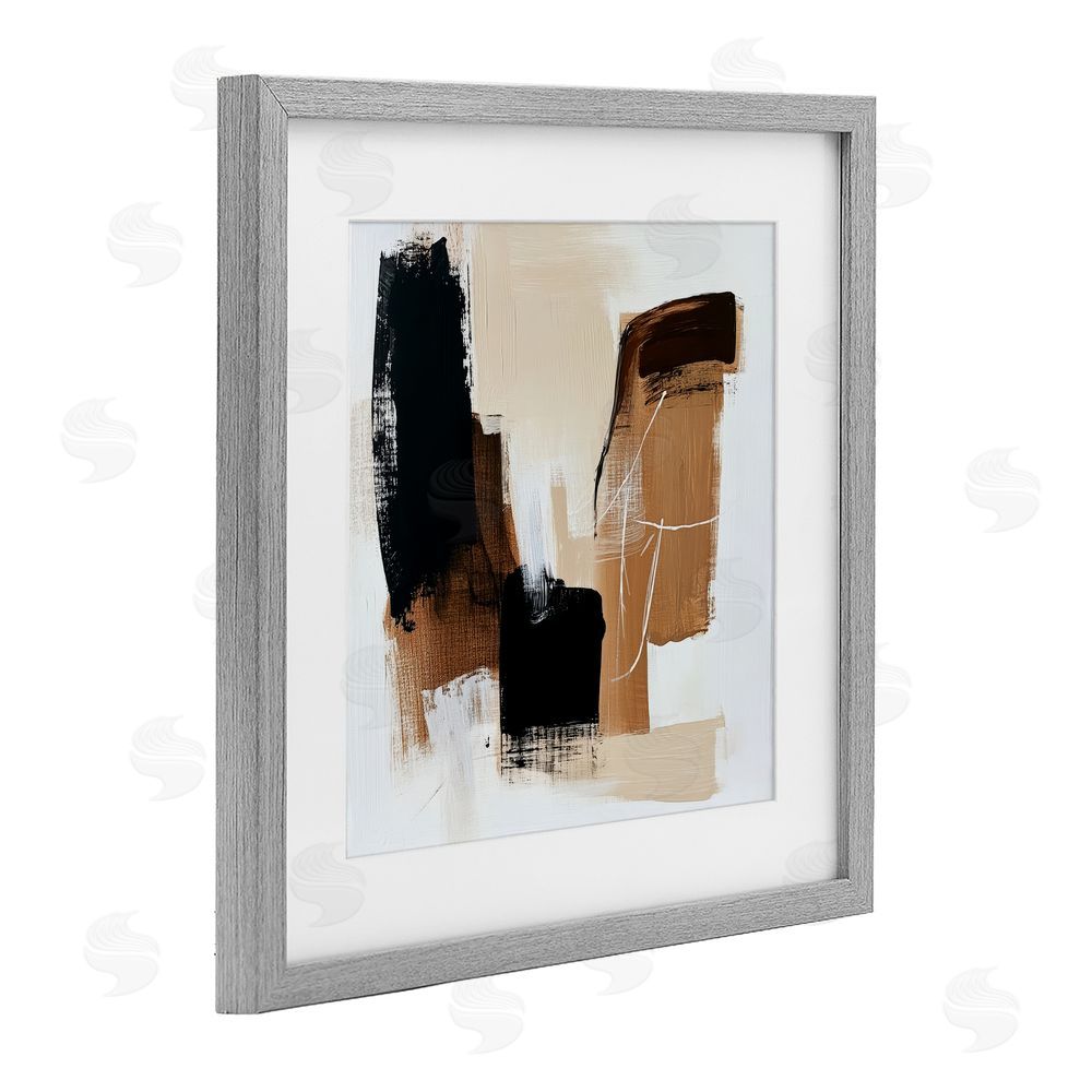 Petal Prints Design Earthy Hues Neutral Balance Gray Framed Print Under Glass Wall Art