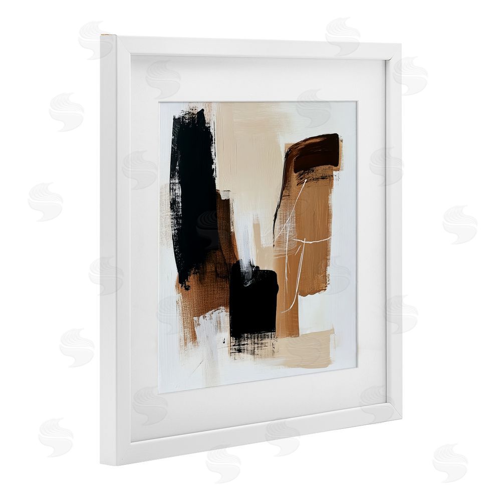 Petal Prints Design Earthy Hues Neutral Balance White Framed Print Under Glass Wall Art