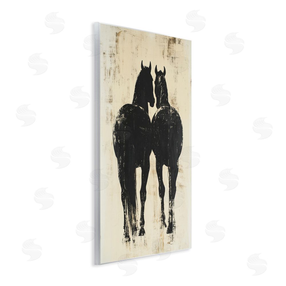 Petal Prints Design Twin Horses Facing Away Wall Plaque Printed Art