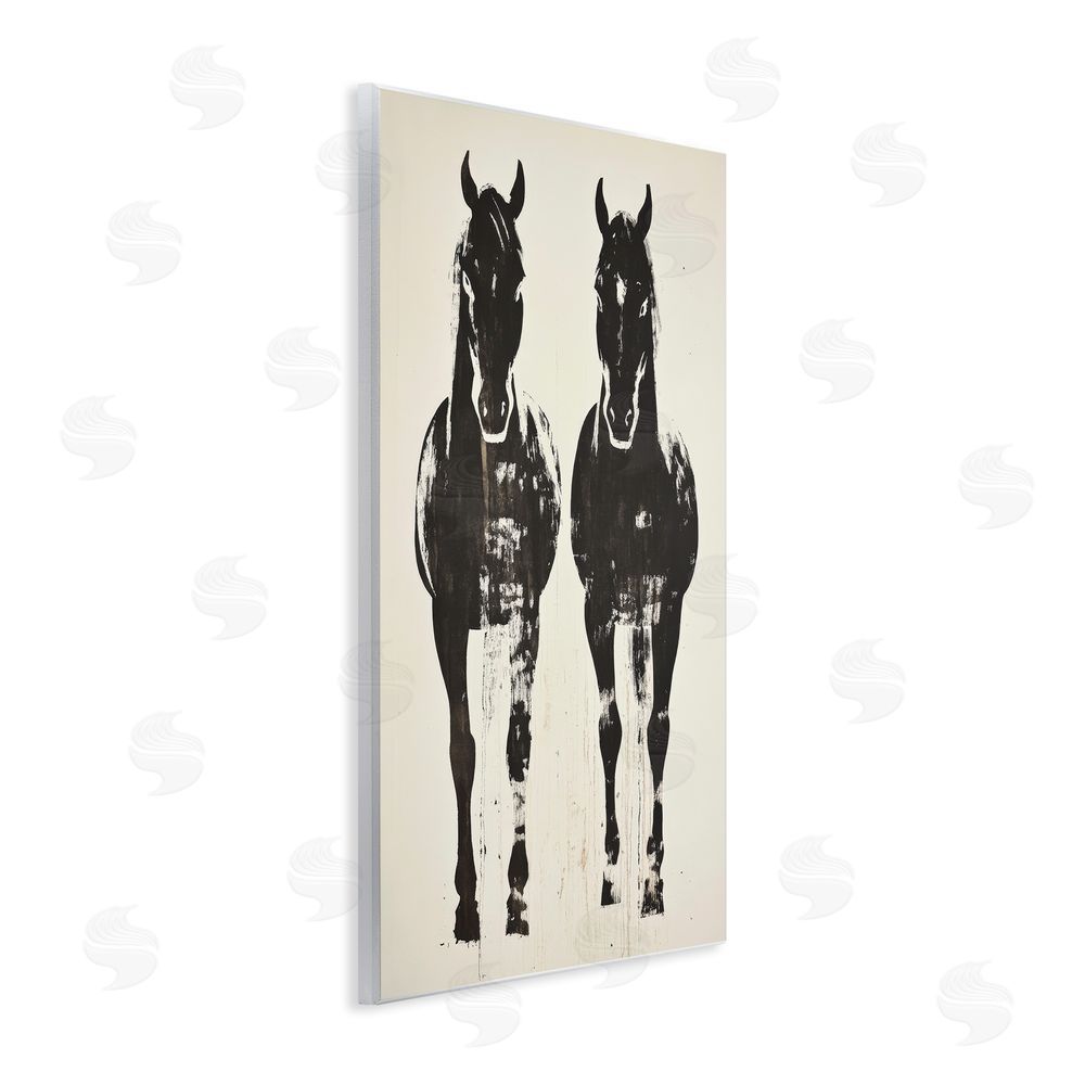 Petal Prints Design Silhouetted Horse Couple Wall Plaque Printed Art