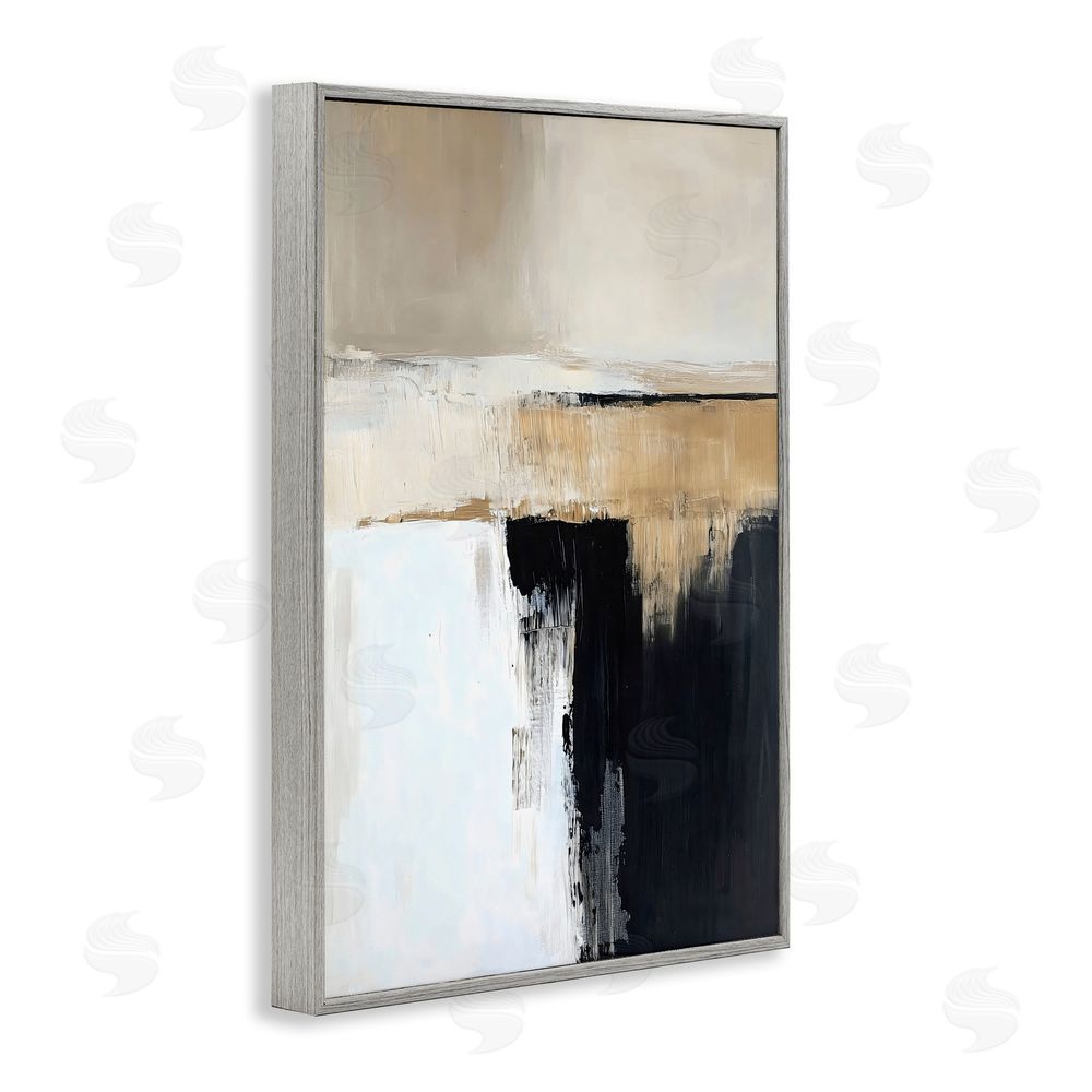 Gina Kelly Desert Horizon Muted Abstract Gray Framed Giclee Wall Art Print