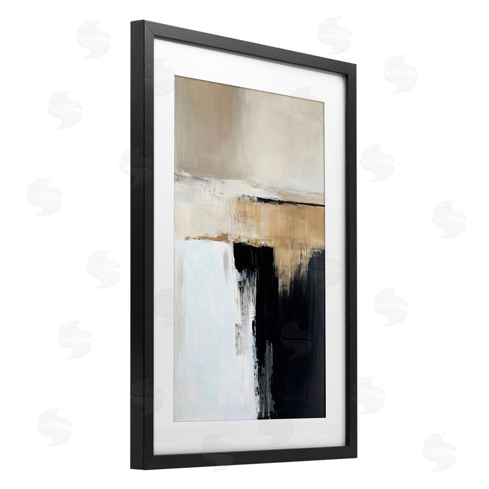 Gina Kelly Desert Horizon Muted Abstract Black Framed Print Under Glass Wall Art