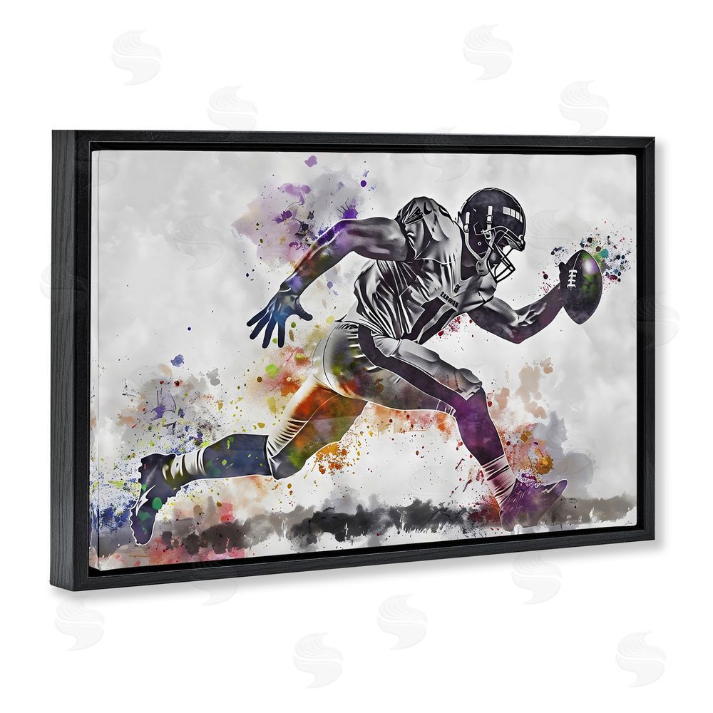 Creative Studio Endurance Football Sprint Black Floating Framed Canvas Wall Art