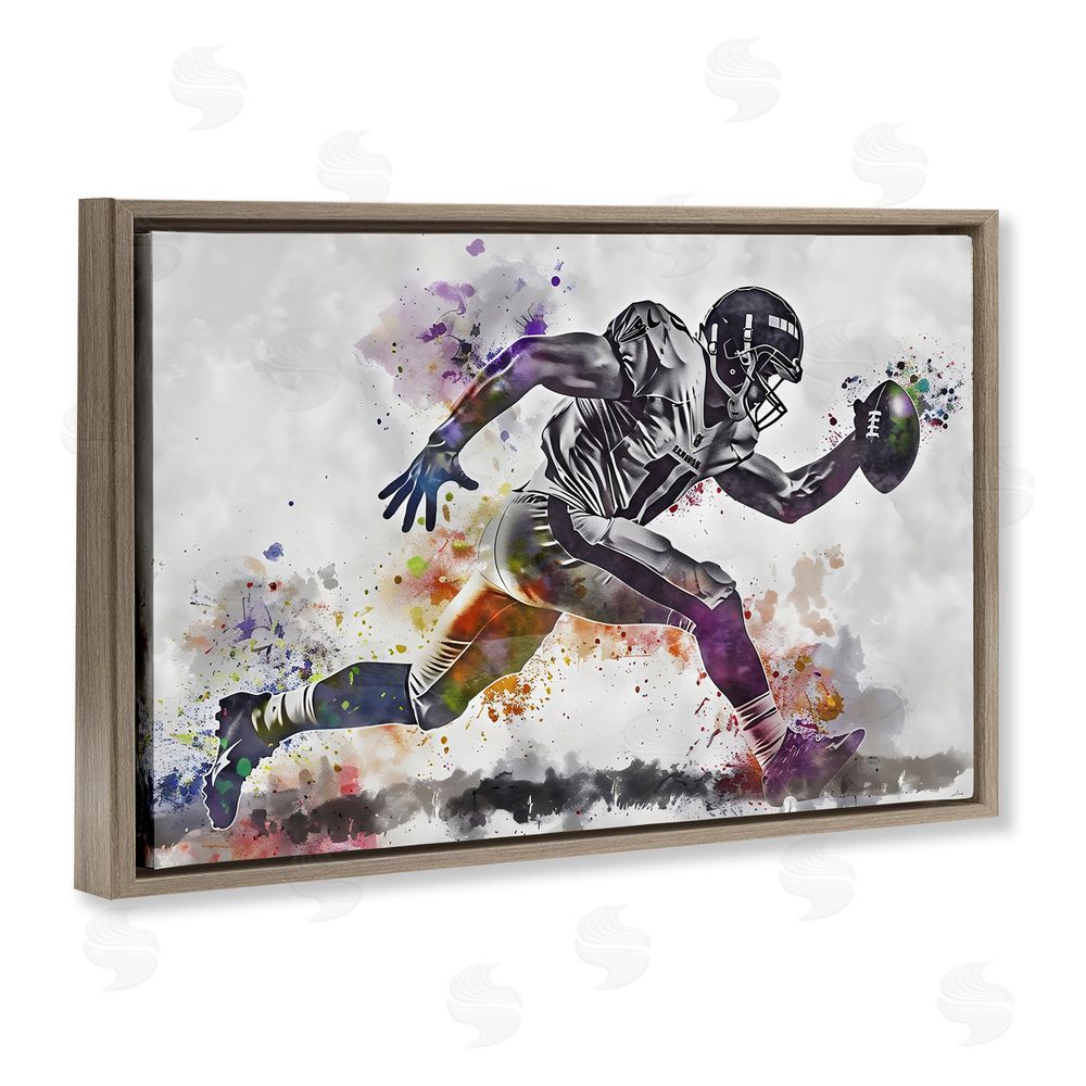 Creative Studio Endurance Football Sprint Brown Floating Framed Canvas Wall Art