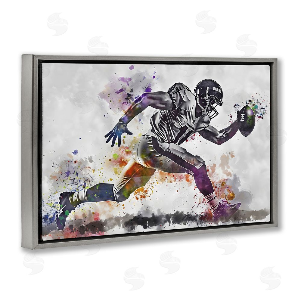 Creative Studio Endurance Football Sprint Gray Floating Framed Canvas Wall Art