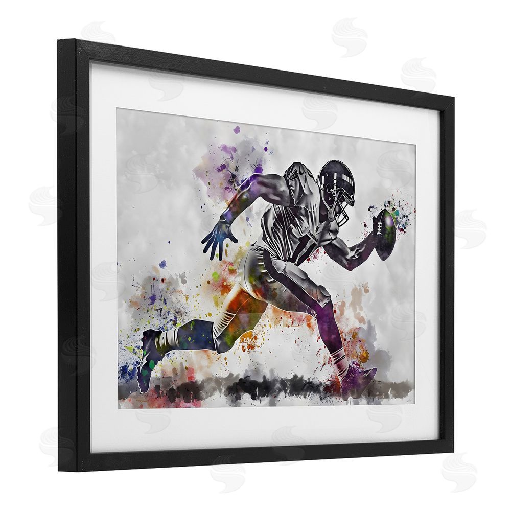 Creative Studio Endurance Football Sprint Black Framed Print Under Glass Wall Art