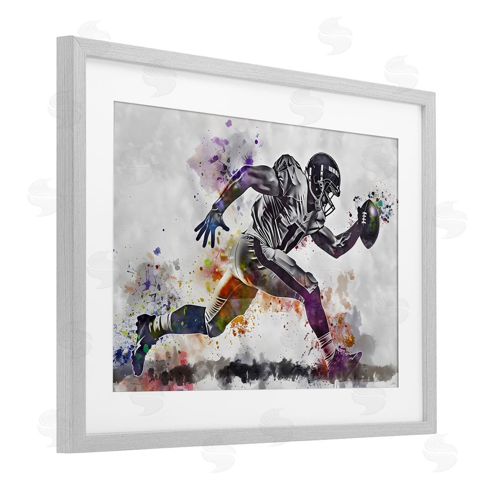 Creative Studio Endurance Football Sprint Gray Framed Print Under Glass Wall Art