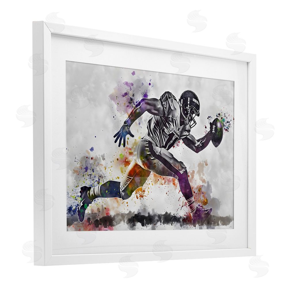 Creative Studio Endurance Football Sprint White Framed Print Under Glass Wall Art