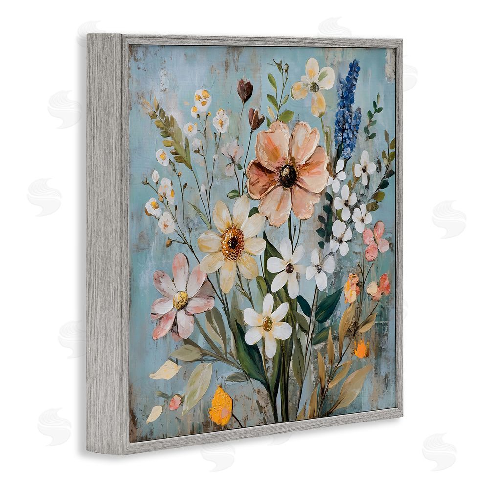 Creative Studio Wildflower Mix Spring Bouquet Gray Framed Giclee Wall Art Print