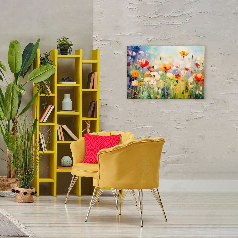 Creative Studio Sunlit Meadow of Colorful Blooms Stretched Canvas on Wall