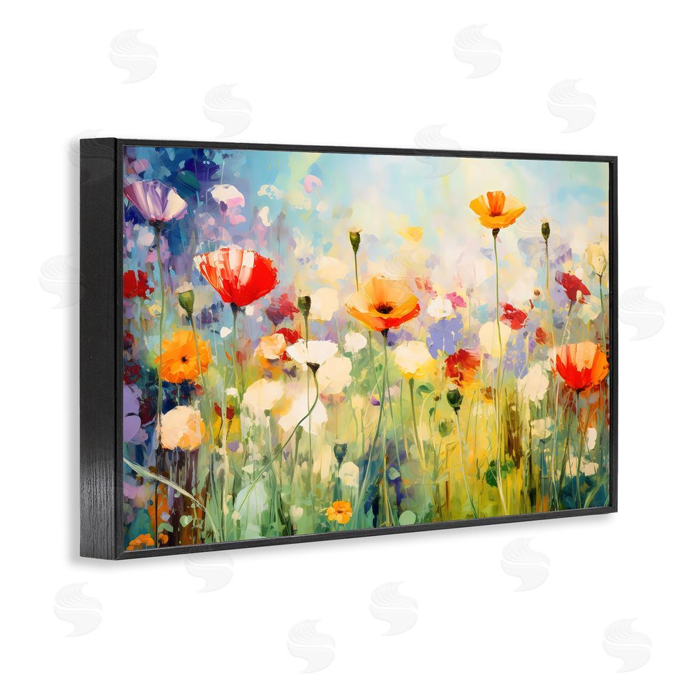 Creative Studio Sunlit Meadow of Colorful Blooms Black Framed Giclee Wall Art Print