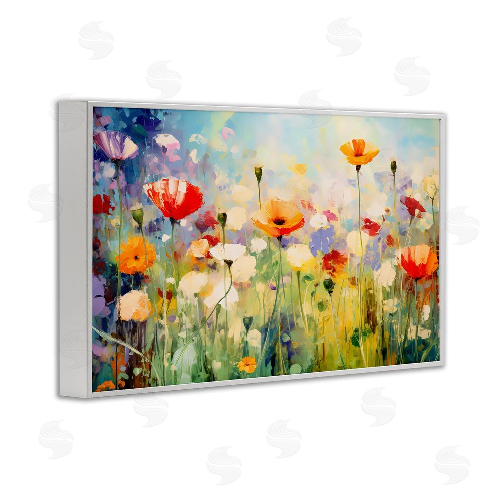 Creative Studio Sunlit Meadow of Colorful Blooms White Framed Giclee Wall Art Print