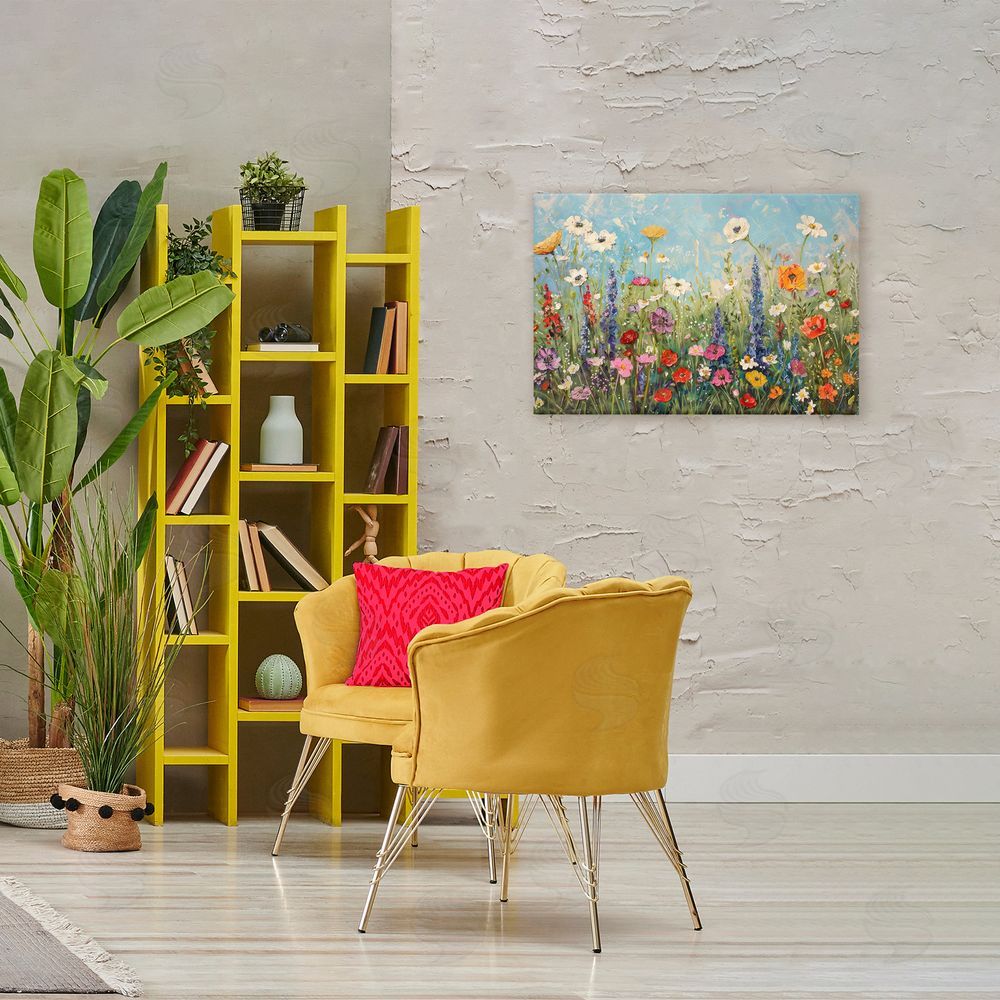 Creative Studio Wildflower Field of Spring Blooms Stretched Canvas on Wall